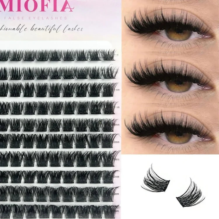 1 Box/120 Clusters Mink Eyelashes 8-14mm Individual Lashes Natural Look D Curl Fluffy Cluster Lashes DIY Eyelash Extension Tools