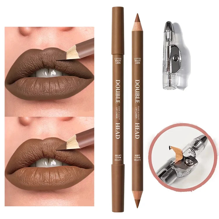 1 Matte Double-Ended Lipliner+1 Sharpening,Waterproof Long Lasting Color Payoff,Easy To Apply, Precisely Outlines The Lip Shape.