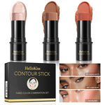 1 Set of 3 Contouring Sticks, Highlighter Stick, Blush Stick, 3-Piece Cream Contouring Set, Create Facial Contours, Non-Greasy
