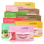 10pcs SADOER Fruits Moisturizing Lip Mask Lips Skin Care Nourishing Hydrating Crystal Collagen Gel Lip Patches Lips Care