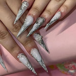 110PCS Star Nail Charms for Acrylic Nails,Silver Star Planet Cross Alloy Nail Art Decoration, Nail Stones Nail Jewels Accessorie