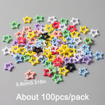 100cs/bag Macaron Hollow Star Nail Charms Five Pointed Star Nail Art Decoration Kawaii Accessories Manicure Design Supplies