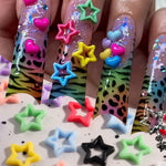 100cs/bag Macaron Hollow Star Nail Charms Five Pointed Star Nail Art Decoration Kawaii Accessories Manicure Design Supplies