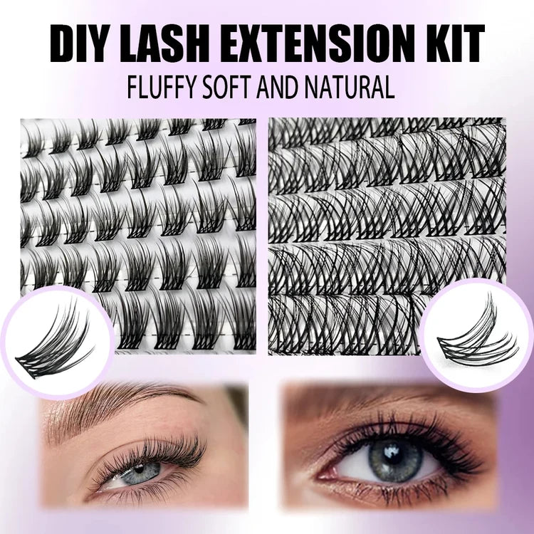 1 Box/120 Clusters Mink Eyelashes 8-14mm Individual Lashes Natural Look D Curl Fluffy Cluster Lashes DIY Eyelash Extension Tools