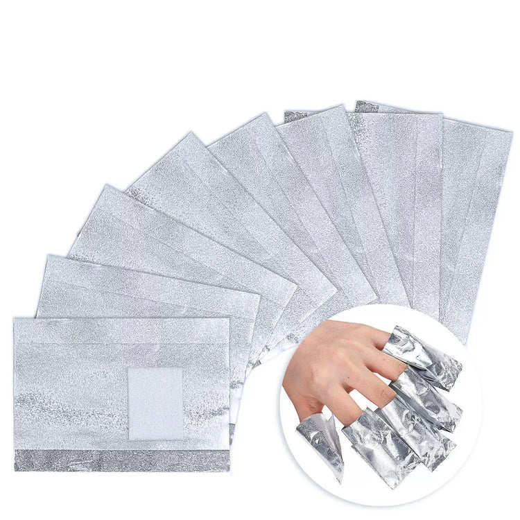 100Pcs Aluminium Foil Nail Polish Remover Wraps Disposable Soak Off Acrylic Gel Polish Remove Paper for Makeup Nails Clean Tools