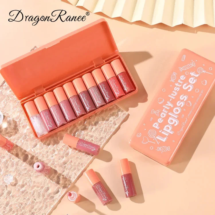 10colors Orange Water Sample Lip Glaze Lipstick Set Moisturizing Lip Gloss Lip Gloss Dye Lipstick lovely set