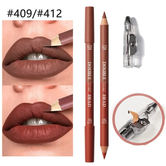 1 Matte Double-Ended Lipliner+1 Sharpening,Waterproof Long Lasting Color Payoff,Easy To Apply, Precisely Outlines The Lip Shape.
