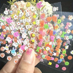 10pcs Kids Cartoon Nail Stickers - Waterproof Self-Adhesive Vinyl Nail Art with Cute Bunny, Animal & Fruit Designs