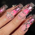 110PCS Star Nail Charms for Acrylic Nails,Silver Star Planet Cross Alloy Nail Art Decoration, Nail Stones Nail Jewels Accessorie