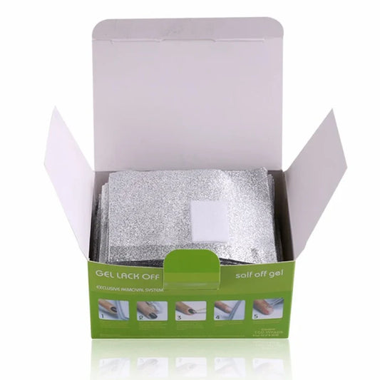 100Pcs Aluminium Foil Nail Polish Remover Wraps Disposable Soak Off Acrylic Gel Polish Remove Paper for Makeup Nails Clean Tools