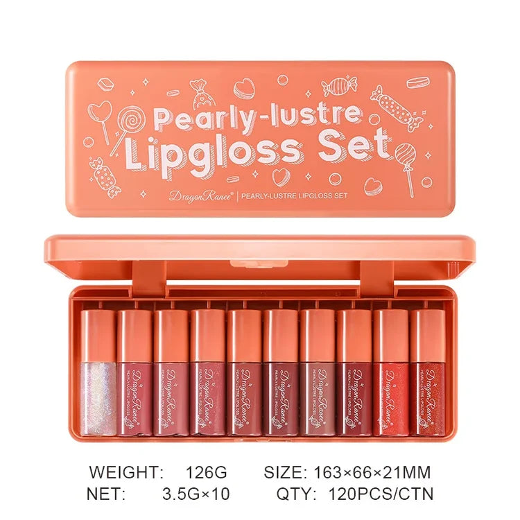 10colors Orange Water Sample Lip Glaze Lipstick Set Moisturizing Lip Gloss Lip Gloss Dye Lipstick lovely set