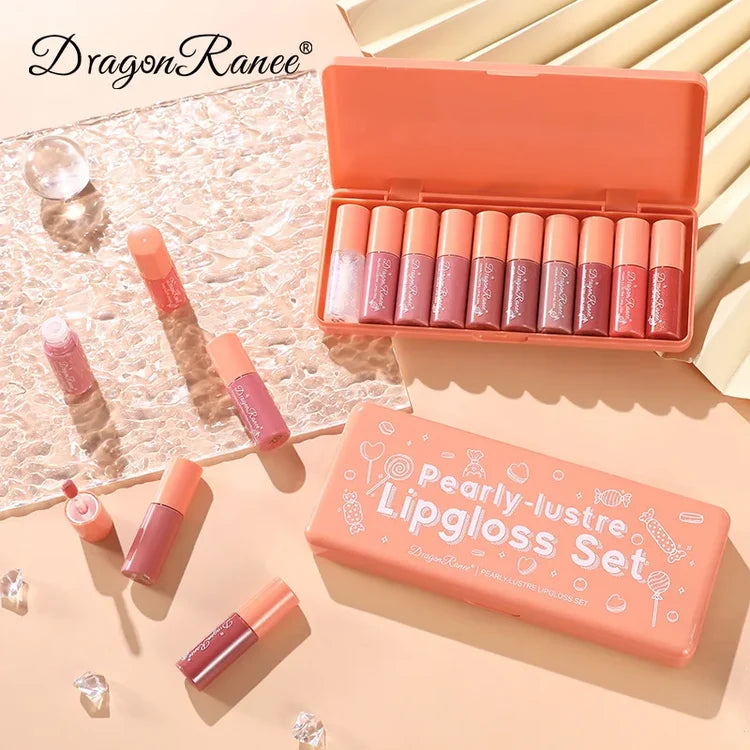 10colors Orange Water Sample Lip Glaze Lipstick Set Moisturizing Lip Gloss Lip Gloss Dye Lipstick lovely set