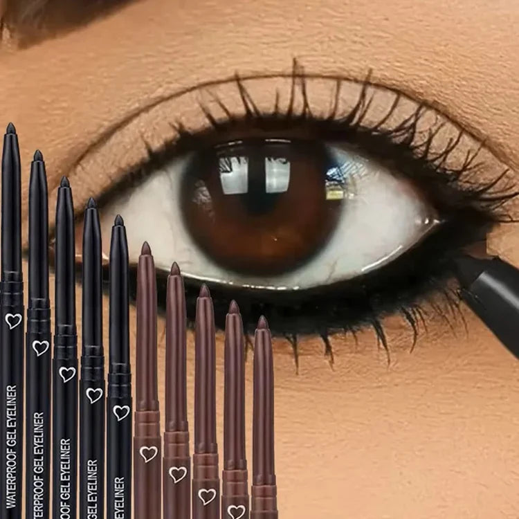 10pcs Black And Brown Ultra Fine Smooth Eyeliner Gel Pen Is Not Easy To Faint Makeup Pen Head Ultra Fine Suitable For Beginners