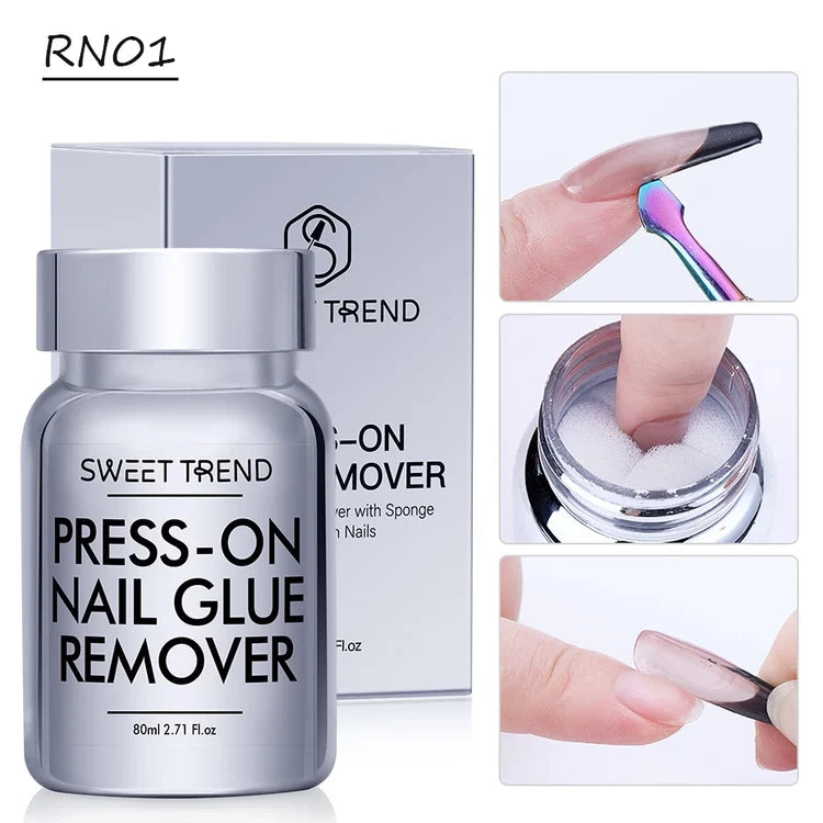 1/2pcs 80ml Nail Glue Remover for Press on Nails Easy Removal Solid Adhesives Gel on False Nail Tips Remover Tools Nail Supplies