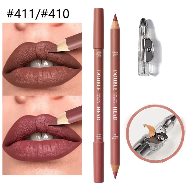 1 Matte Double-Ended Lipliner+1 Sharpening,Waterproof Long Lasting Color Payoff,Easy To Apply, Precisely Outlines The Lip Shape.