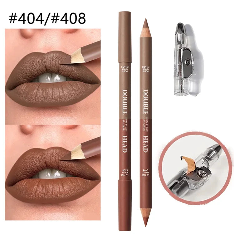 1 Matte Double-Ended Lipliner+1 Sharpening,Waterproof Long Lasting Color Payoff,Easy To Apply, Precisely Outlines The Lip Shape.