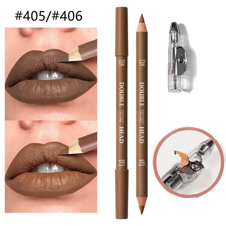 1 Matte Double-Ended Lipliner+1 Sharpening,Waterproof Long Lasting Color Payoff,Easy To Apply, Precisely Outlines The Lip Shape.