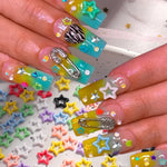 100cs/bag Macaron Hollow Star Nail Charms Five Pointed Star Nail Art Decoration Kawaii Accessories Manicure Design Supplies