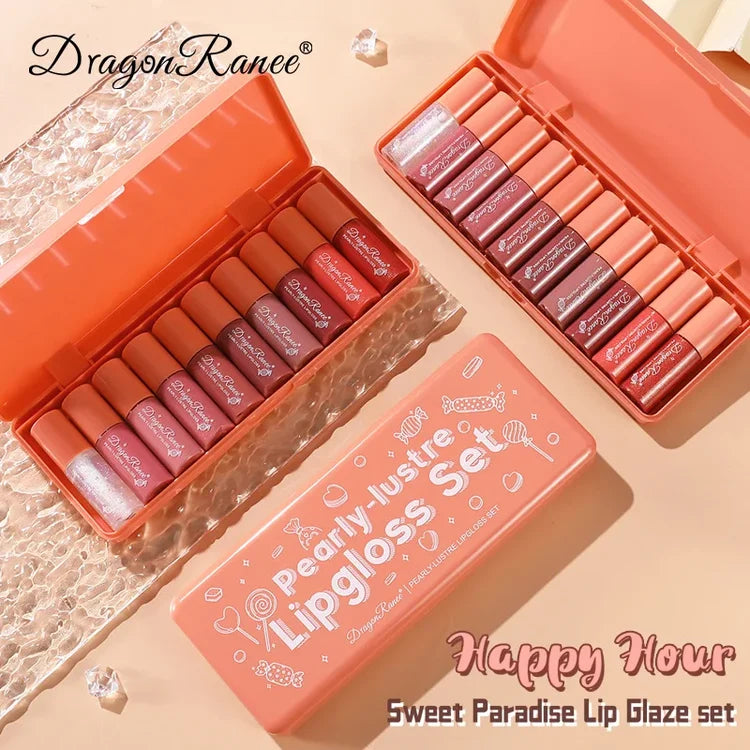 10colors Orange Water Sample Lip Glaze Lipstick Set Moisturizing Lip Gloss Lip Gloss Dye Lipstick lovely set