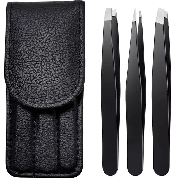 1/3Piece Premium Stainless Steel Eyebrow Tweezers Set Precision Sharp Flat/Slant/Pointed Tip Tweezers for Body