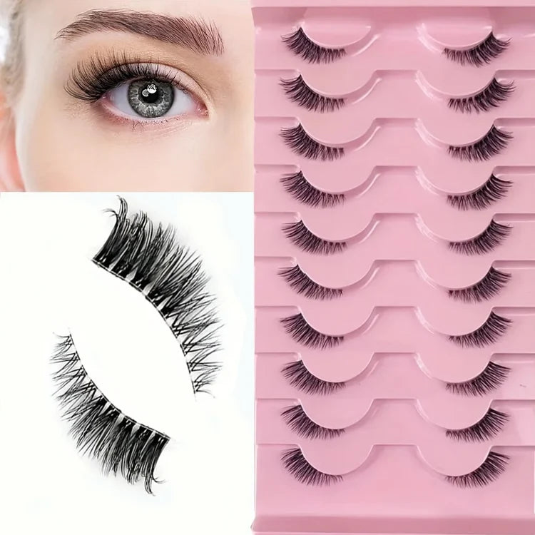 10 Pairs Half Lashes Natural Look Wispy Fluffy Cat Eye Look Natural Short Accent Lashes End Lashes Corner Eyelashes 3/4 Lashes R